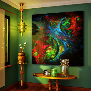 Genesis Blue Abstract Art Wrapped Canvas Print