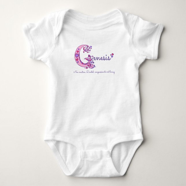 Genesis girls G name meaning monogram shirt (Front)
