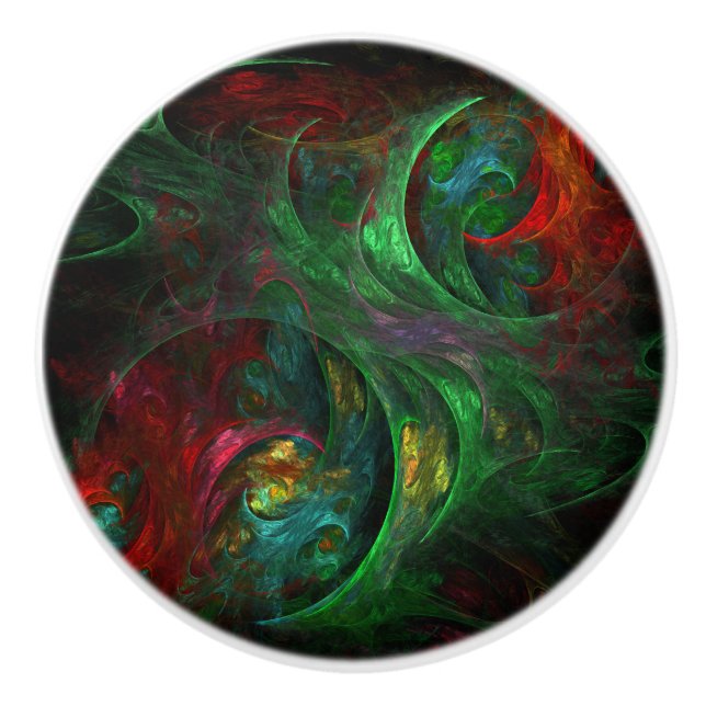 Genesis Green Abstract Art Ceramic Knob (Front)