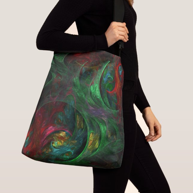 Genesis Green Abstract Art Cross Body Crossbody Bag (Close Up)