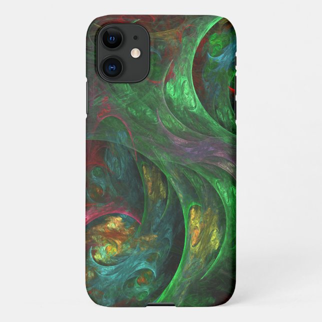 Genesis Green Abstract Art Glossy iPhone Case (Back)