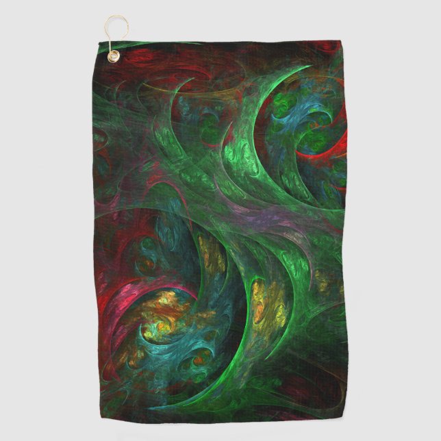 Genesis Green Abstract Art Golf Towel (Front)