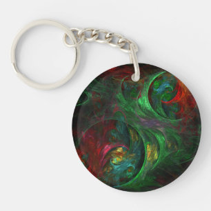 Genesis Green Abstract Art Key Ring