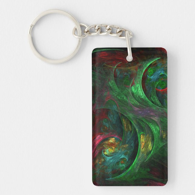 Genesis Green Abstract Art Key Ring (Front)