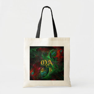 Genesis Green Abstract Art Monogram Bag