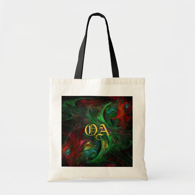 Genesis Green Abstract Art Monogram Bag (Front)