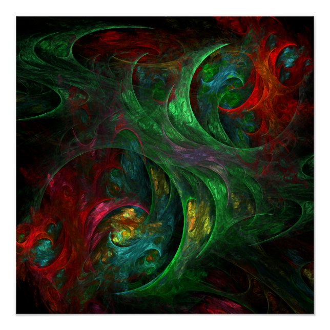 Genesis Green Abstract Art Poster (Front)