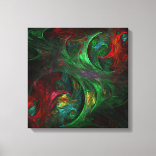 Genesis Green Abstract Art Quad Canvas Print