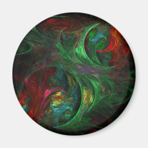 Genesis Green Abstract Art Round Magnet