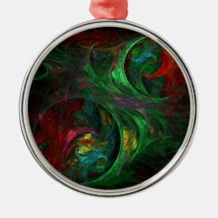 Genesis Green Abstract Art Round Metal Tree Decoration