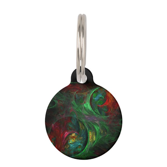 Genesis Green Abstract Art Round Pet Tag (Front)