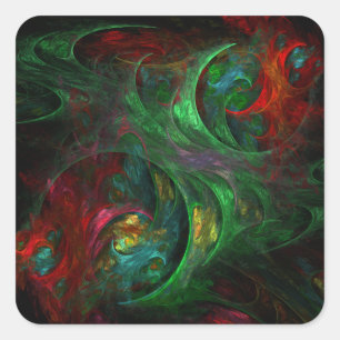 Genesis Green Abstract Art Square Sticker
