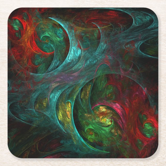Genesis Nova Abstract Art Square Paper Coaster (Front)
