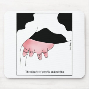 Genetic Engineering Cow GMO Udder Cartoon Mouse Mat