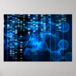 Genetic Science Research as a Medical Abstract Art Poster