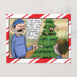 Genetically engineered Christmas tree greeting Holiday Postcard