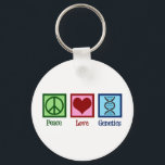 Geneticist Peace Love Genetics Company Key Ring<br><div class="desc">Peace Love Genetics. A cute geneticist gift featuring a cool peace sign,  heart,  and DNA double helix strand.</div>