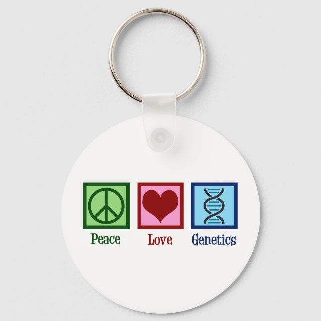 Geneticist Peace Love Genetics Company Key Ring (Front)