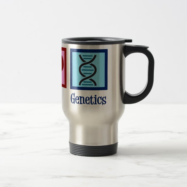 Geneticist Peace Love Genetics Company Travel Mug (Right)