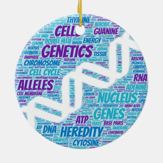 Genetics Word Cloud Ceramic Tree Decoration (Back)