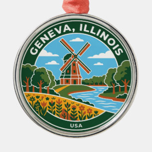 Geneva Fabyan Windmill Illinois Metal Tree Decoration