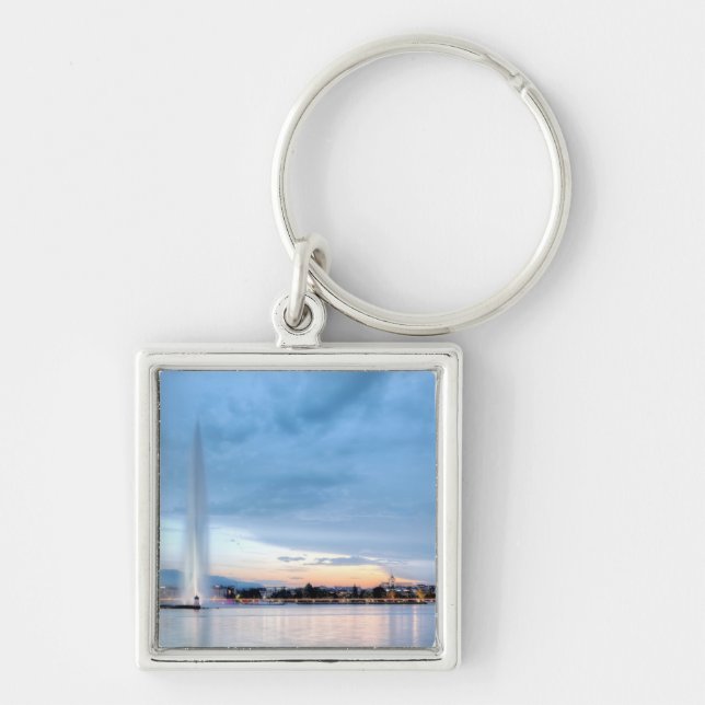 Geneva fountain, Switzerland Key Ring (Front)