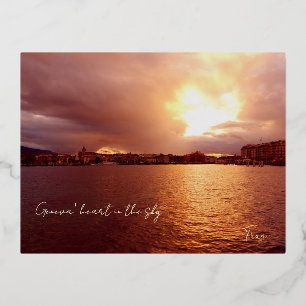 Geneva' heart foil holiday postcard