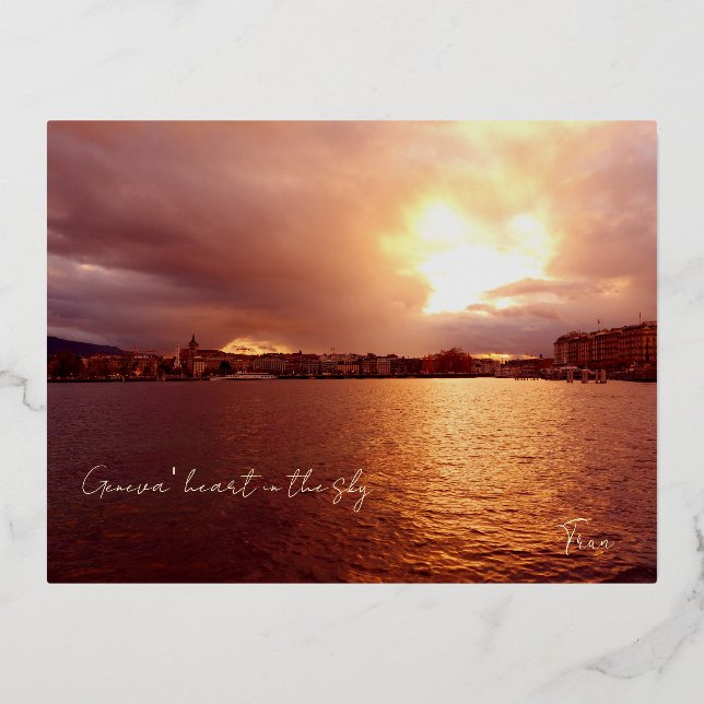 Geneva' heart foil holiday postcard (Front)