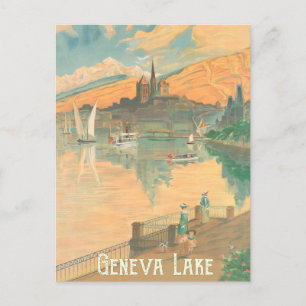 Geneva Lake, People on a Stroll, Switzerland Postcard