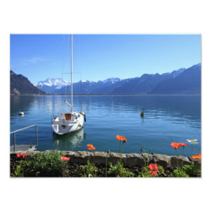 Geneva lake scenery, Montreux, Switzerland Photo Print