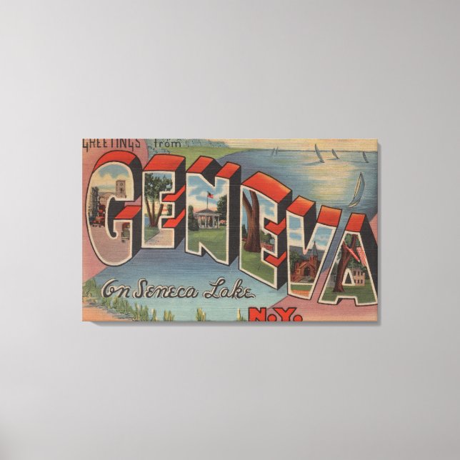 Geneva, New York - Large Letter Scenes Canvas Print (Front)