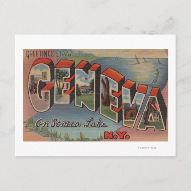 Geneva, New York - Large Letter Scenes Postcard (Front)