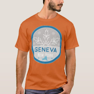 Geneva New York NY Winter Frozen Snowflake Badge T-Shirt