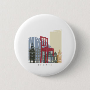 Geneva skyline poster 6 cm round badge