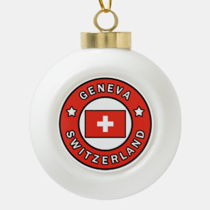 Geneva Switzerland Ceramic Ball Christmas Ornament