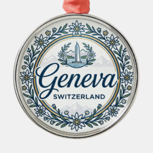 Geneva Switzerland Metal Tree Decoration