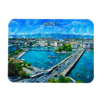 Geneva Switzerland Panorama View Painting
