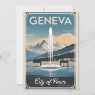 Geneva Switzerland Retro Skyline Cityscape Travel Holiday Card