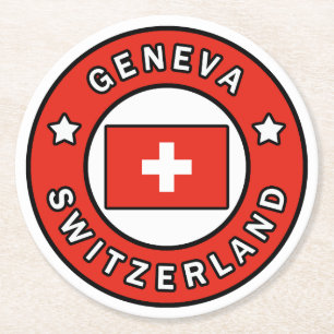 Geneva Switzerland Round Paper Coaster