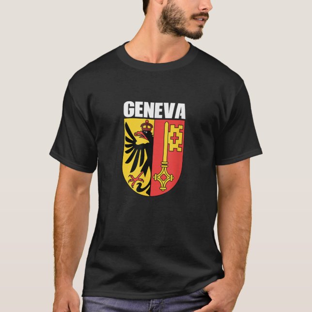 Geneva Switzerland Souvenir Graphic Coat Of Arms O T-Shirt (Front)