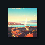 Geneva Switzerland Travel  Canvas Print<br><div class="desc">Geneva, nestled along the shores of Lake Geneva and surrounded by the Alps and Jura mountains, is one of Switzerland's most picturesque cities. Known as a global hub for diplomacy, it hosts numerous international organisations, including the United Nations and the Red Cross. The city seamlessly blends its cosmopolitan flair with...</div>