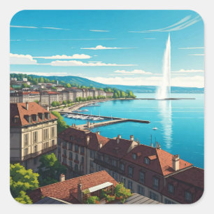 Geneva Switzerland Travel  Square Sticker