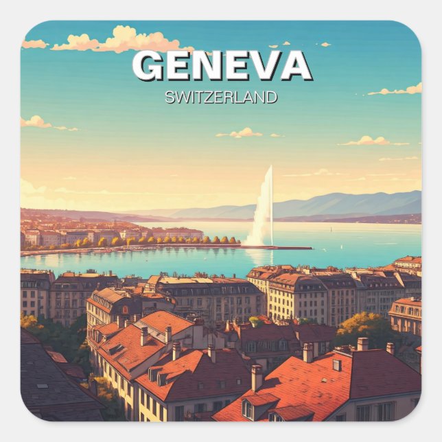 Geneva Switzerland Travel  Square Sticker (Front)