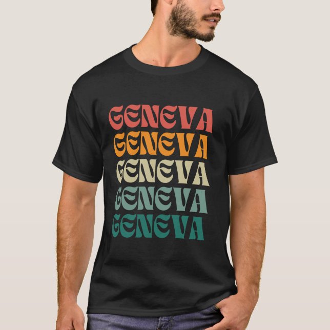 Geneva Switzerland Travel Vintage Aestethic Retro  T-Shirt (Front)