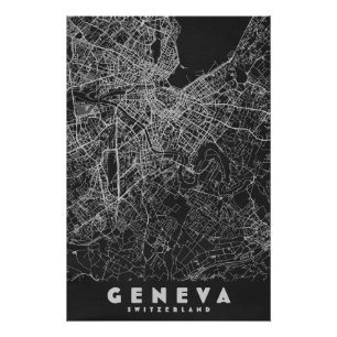 Geneva Switzerland Vintage Map Poster
