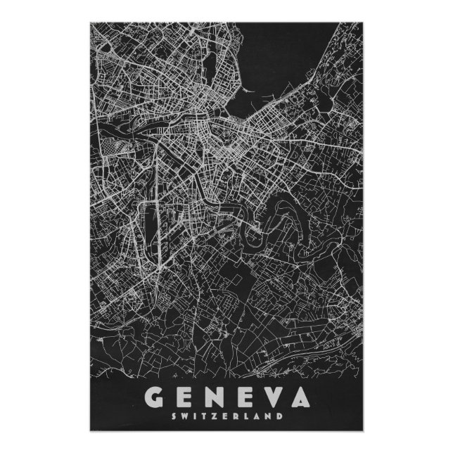 Geneva Switzerland Vintage Map Poster (Front)
