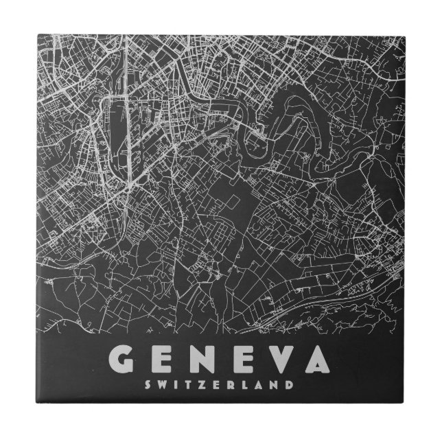 Geneva Switzerland Vintage Map Tile (Front)