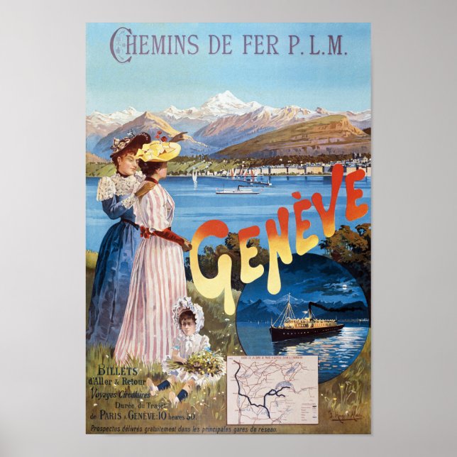 Geneva Switzerland Vintage Poster 1890 (Front)