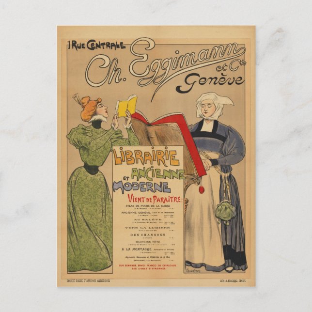 Geneva Switzerland Vintage Travel Poster Postcard (Front)