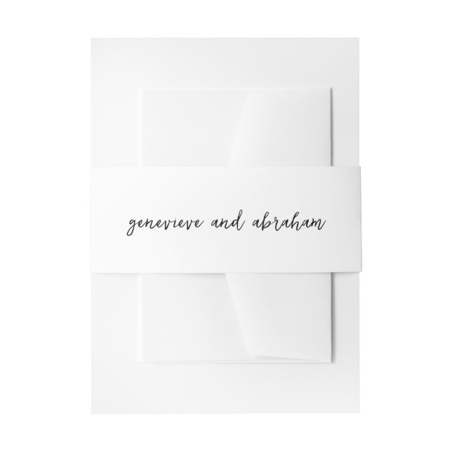 Genevieve Black and White Modern Wedding Invitation Belly Band (Front Example)